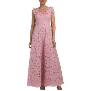 TERI JON Embroidered Tulle Gown